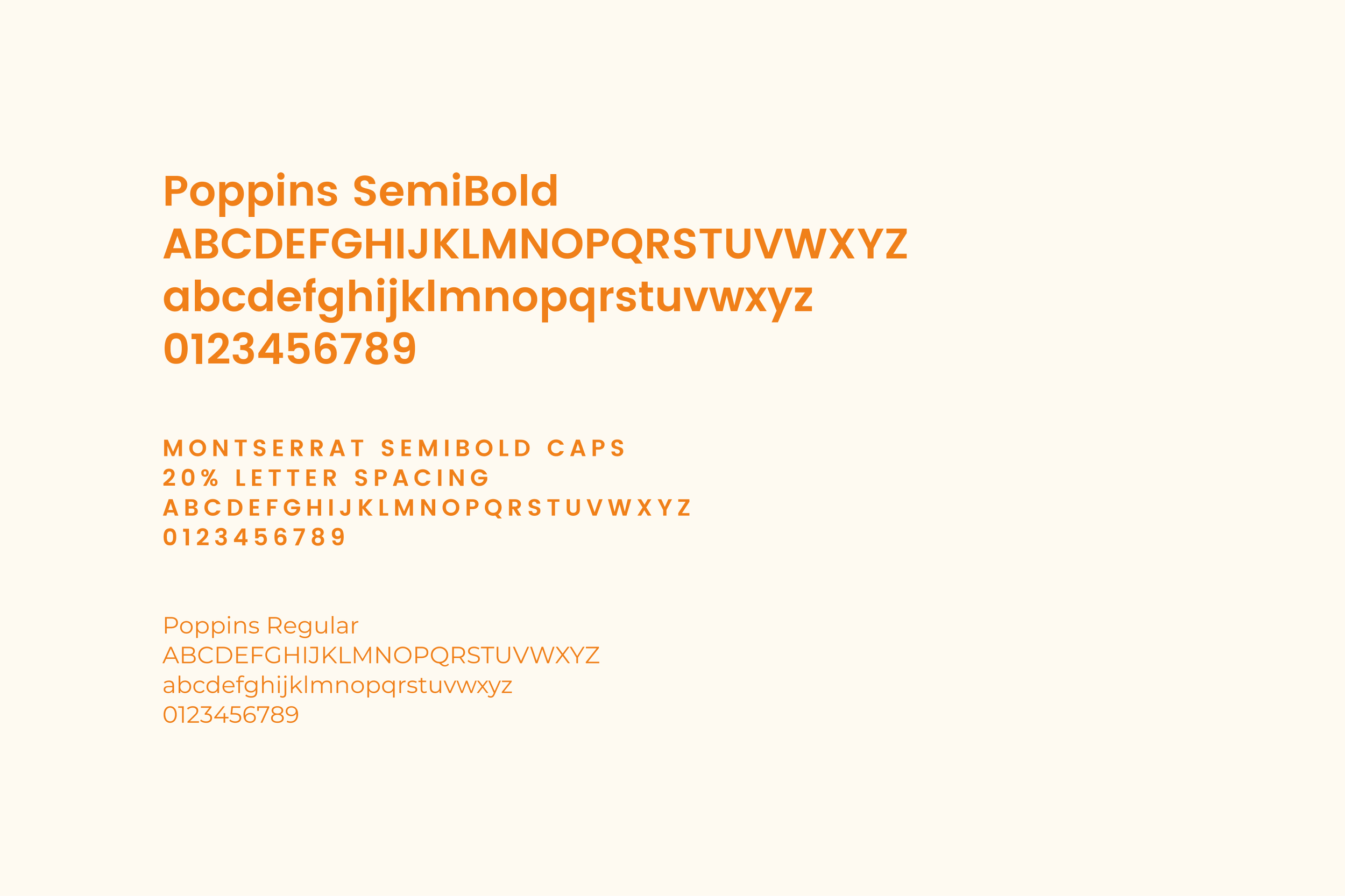 Howto Group typography: Poppins SemiBold for headings, Montserrat SemiBold caps with 20% letter spacing for labels, and Poppins Regular for body text