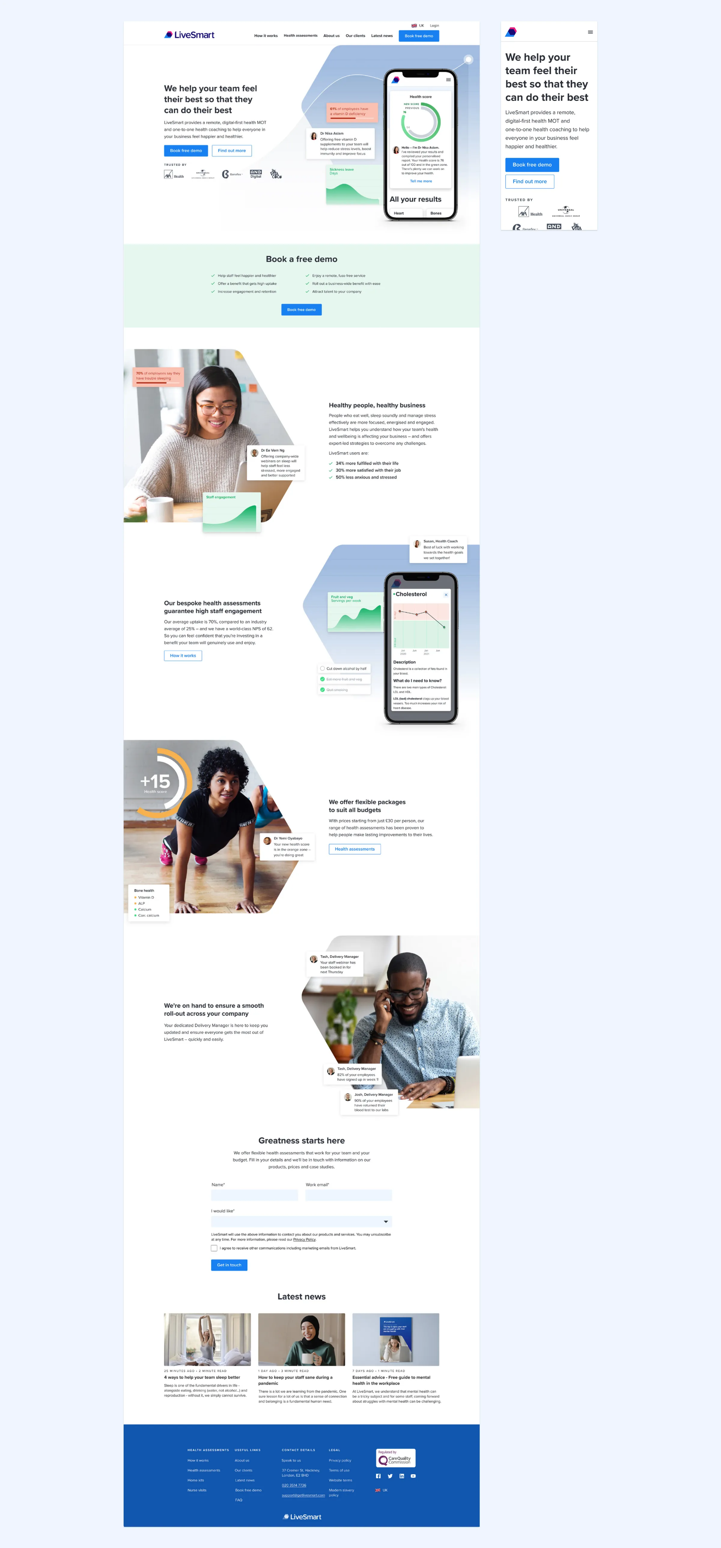 LiveSmart homepage design on desktop and mobile