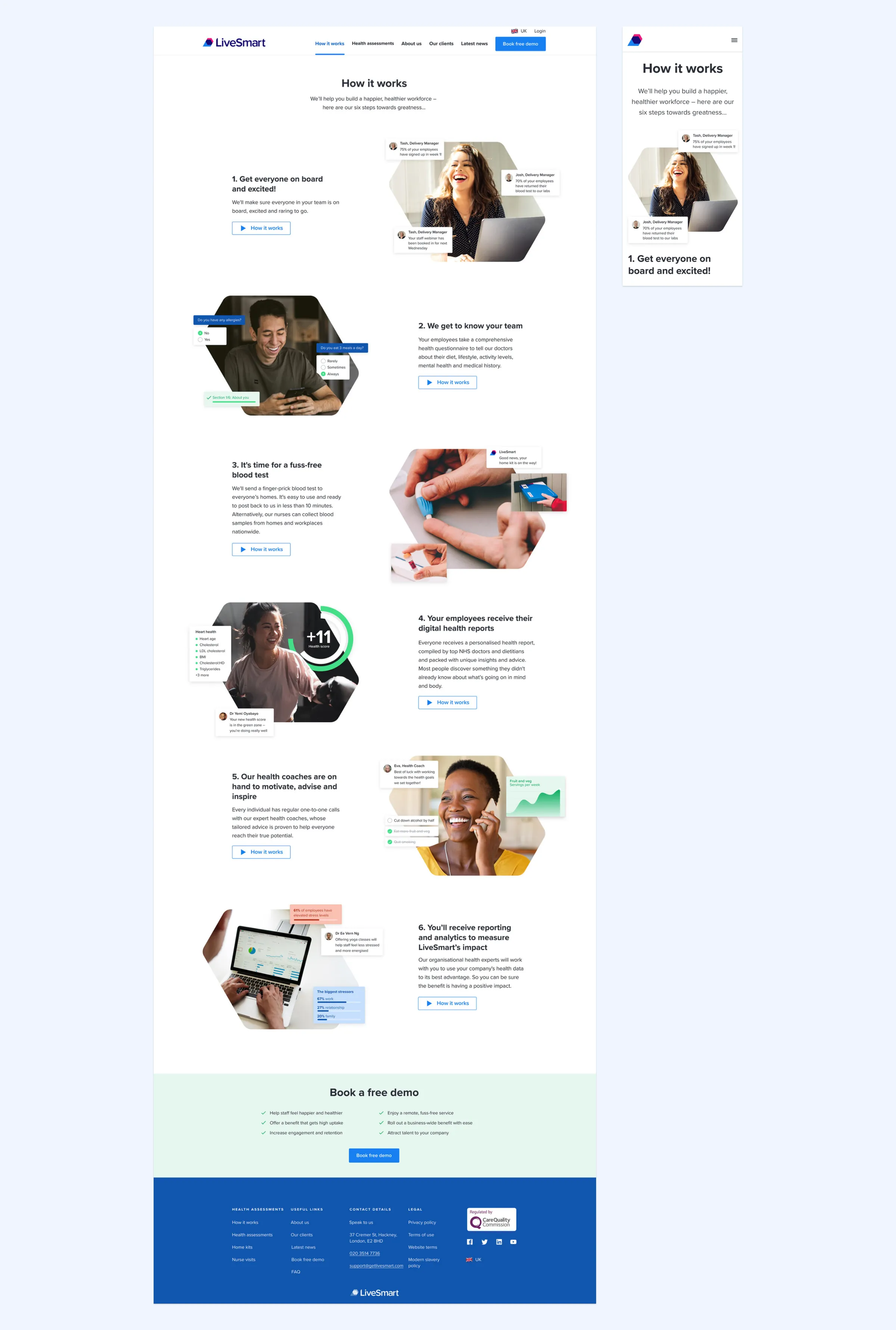 LiveSmart How it works page on desktop and mobile
